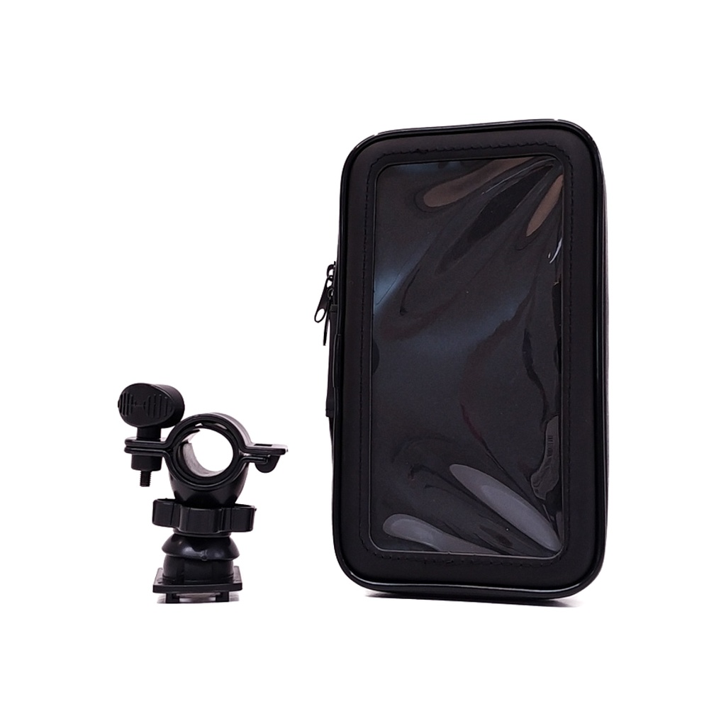 Accesorio Para Celular Soporte De Celular Para Bicicletas Y Motos Scooter Con Cierre Y Screen Protector, Enganche A Manubrio Y Rotacion 360 Grados 6.5 Pulgadas Color Negro