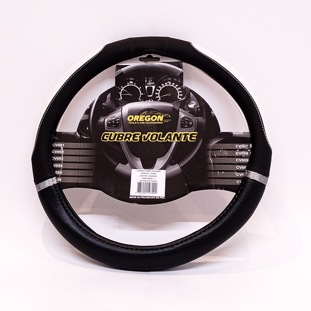 Cubre Volante Modelo Nascar Cuero Sintentico Negro / Blanco 38*8.2Cm