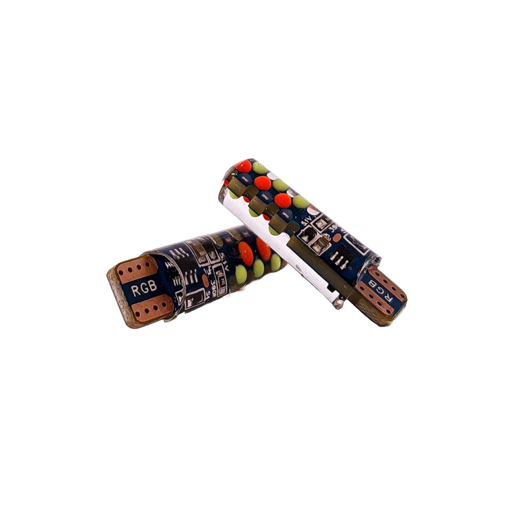 Led Señalizacion Silica Blister X 2 2821 - T10 - W5W Cob Rgb Led Ultima Generacion - Rgb 12V - Con Control Remoto