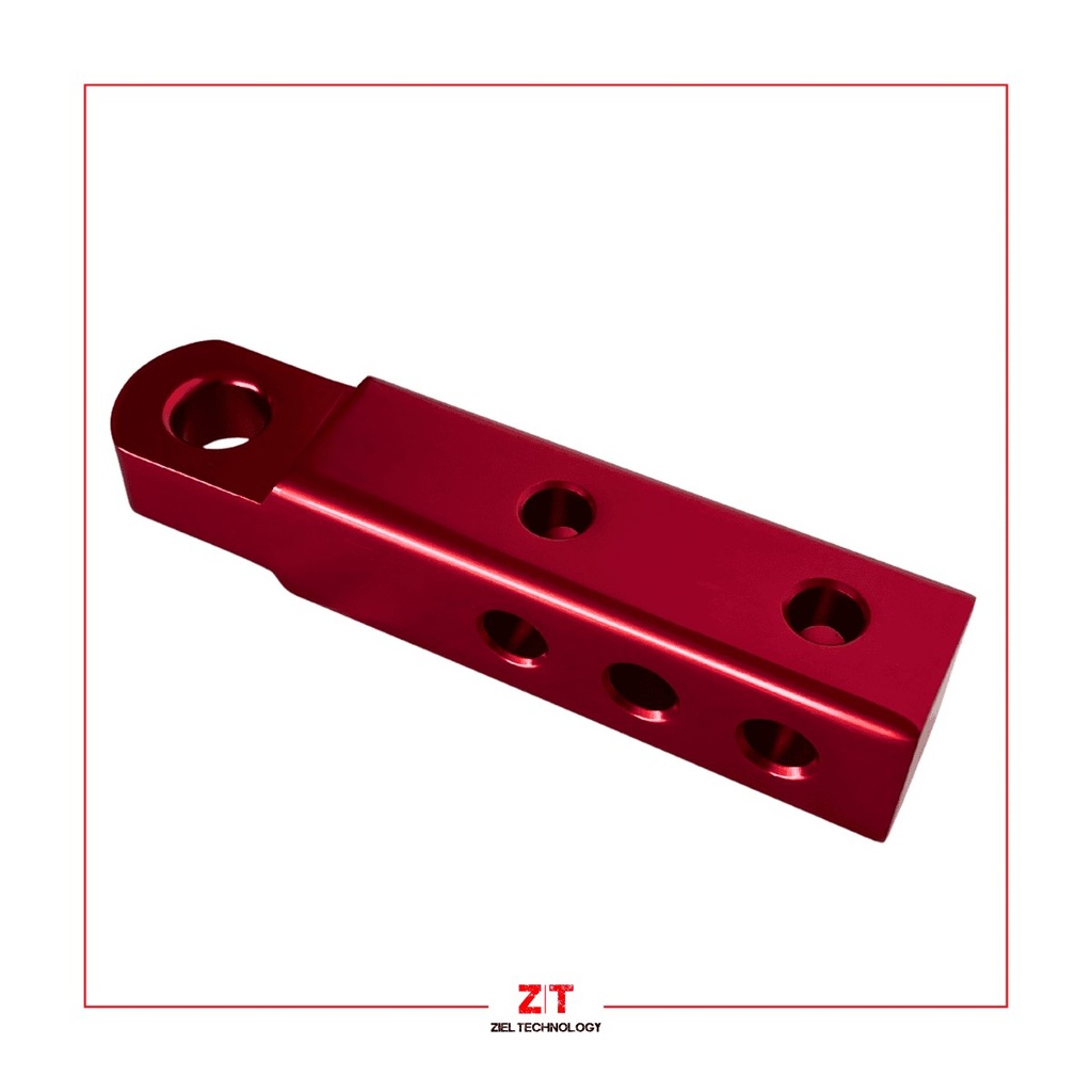 ZT Enganche de recuperacion para grillete metalico, grillete elastico o bocha 23,5cm de largo. Material aluminio macizo con diametro de 49X49 mm color rojo. Caja de Carton