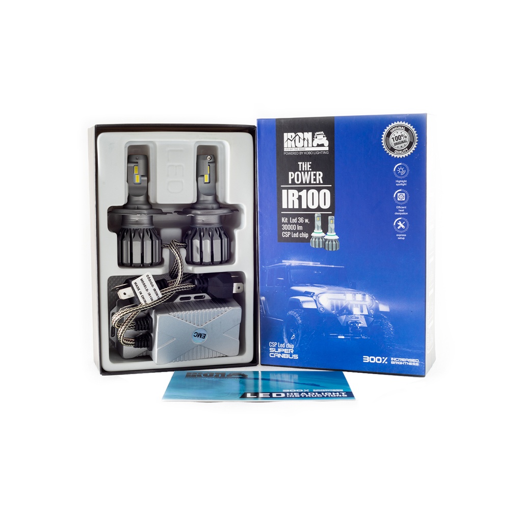 Kit LED off-road IR100 CANBUS - H4 10MA Generación chips CSP Super CANBUS 30000 Lumens 36 W 12V con cooler