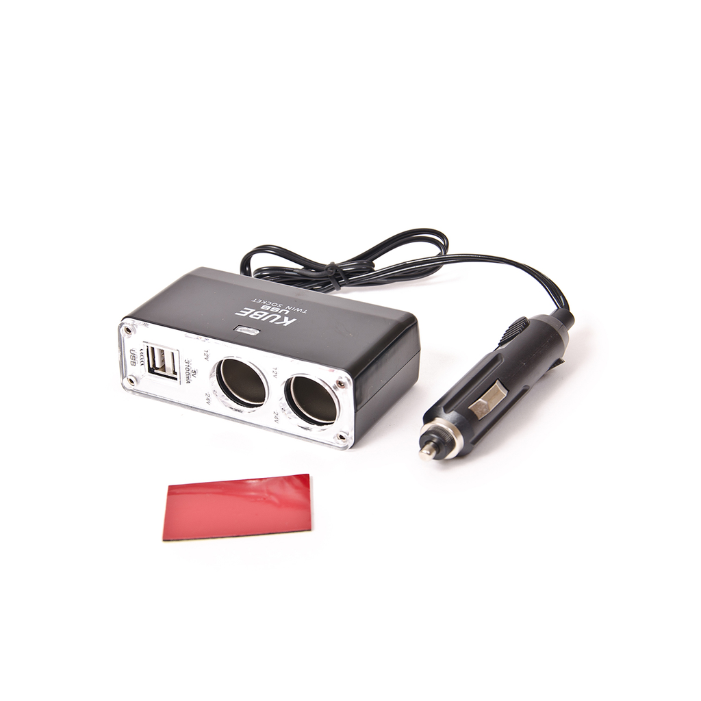 Accesorio para celular - Alargue con 2 USB + 2 Encendedor entrada 12/24V salida 5V/2100MA Negro