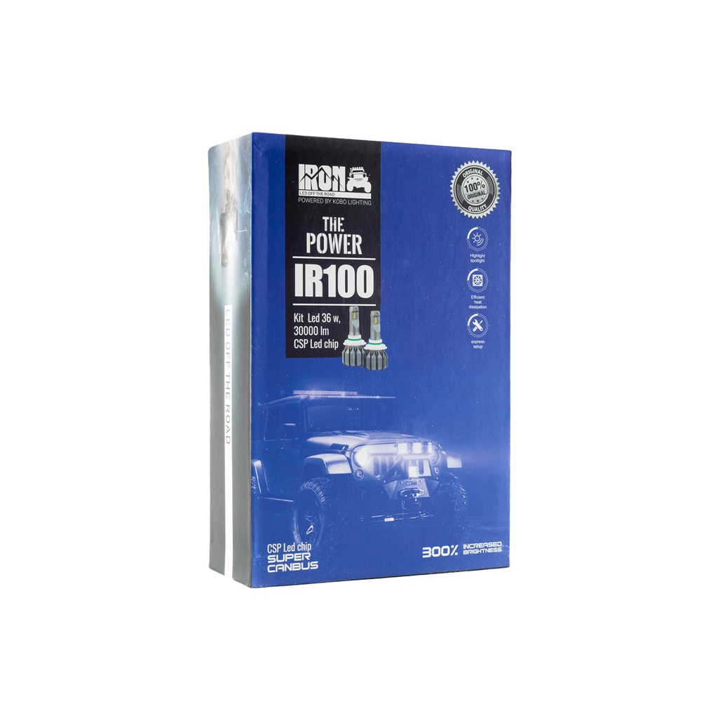 Kit LED off-road IR100 CANBUS - 9006 HB5 10MA Generación chips CSP Super CANBUS 30000 Lumens 36 W 12V con cooler