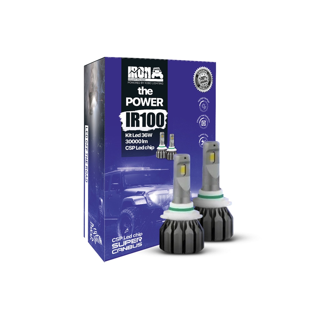 Kit LED off-road IR100 CANBUS - 9004 HB1 10MA Generación chips CSP Super CANBUS 30000 Lumens 36 W 12V con cooler