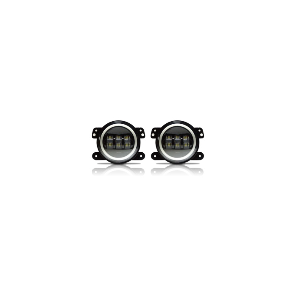 Faro LED off-road Juego Faro LED 3.5 30W 9 LED Faro Auxiliar con Ficha y Cable de Instalacion Incluido + Aro blanco y ámbar.