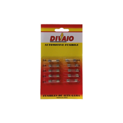 [DIVT132CA25] Fusible Vidrio 25Mm En Blister Por 10 Unidades Fusible Vidrio 25Mm En Blister (10 Unidades) X Amper 25 Amp
