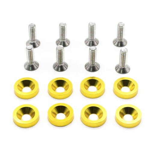 [OREARA-001] Kit De Arandelas Anodizadas Dorada Juego X 8 Piezas