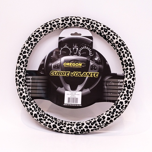 [CV086] Cubre Volante Modelo Animal Print Leopardo Blanco y Negro 38*8.2CM