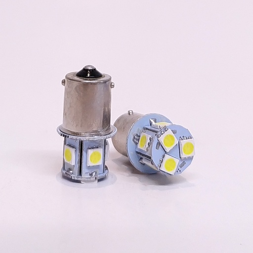 [LED12498BLA8] Lámpara LED de Señalización SMD - 1141 - 1156 - P21W 1 Polo 8 LED 5050 SMD - Blanco 12V Unidades