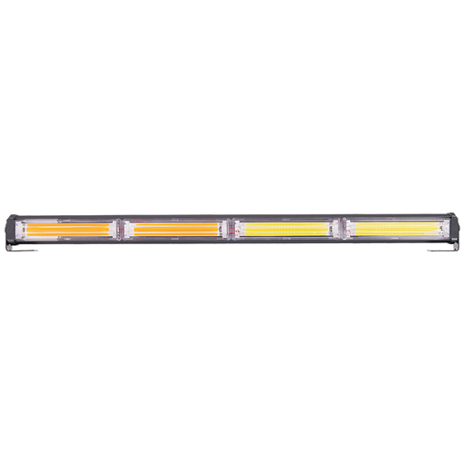 [ETI54BAR] Off Road Barra LED COB Dual - 12-36V Blanca y ámbar 4 Bloques COB 60W Flash 10 Funciones 600X40X45MM Incluye Toma a 12V con Interruptor On / Off y Manejo de Funciones Destellantes