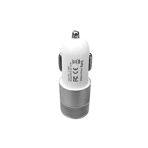 [KBCH005SW] Accesorio para celular - Cargador Doble USB 12V / 24V salida 5V 3100 mA blanco + plateado